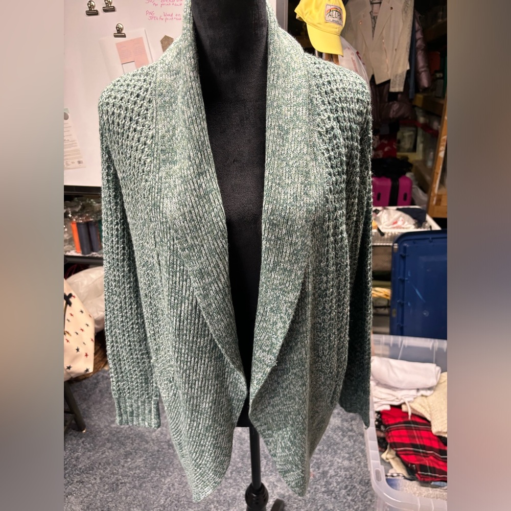 Allison Brittney. Women’s cardigan sweater. Size large. aqua/sea green color